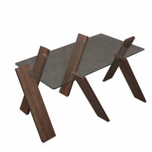 Masuta de Cafea Model Humphrey, 92x57x41 cm, Stejar inchis, Blat Sticla securizata - Img 3