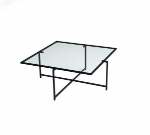 Masuta de Cafea Model Jenesis, 85x85x35 cm, Negru, Blat Sticla securizata - Img 2