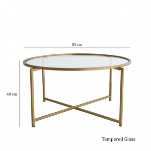 Masuta de Cafea Model Julieta, 83x83x40 cm, Auriu, Blat Sticla securizata - Img 9