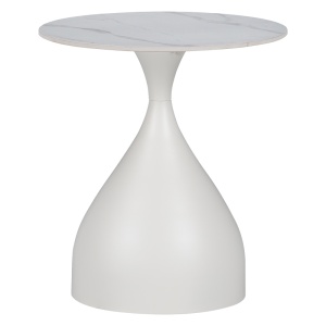 Masuta de Cafea Model Kirkene, Alb marmorat, D50x50 cm