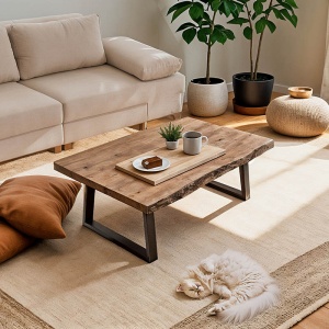 Masuta de Cafea Model Miles, Natur/Negru, 115x60x45 cm - Img 2