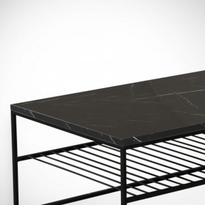 Masuta de Cafea Model Ray, 95x55x43 cm, Negru marmorat/Negru - Img 5