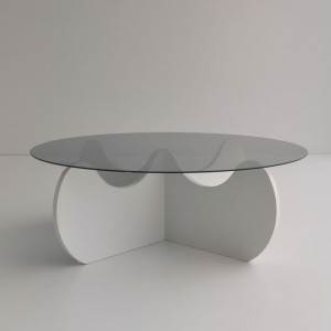 Masuta de Cafea Model Santiago, 90x90x30 cm, Alb, Blat Sticla securizata - Img 7