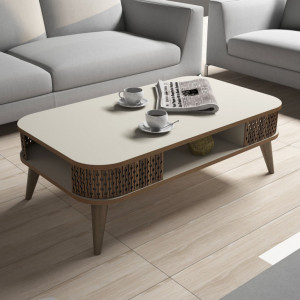 Masuta de Cafea Model Schroeder, 105x60x34.6 cm, Crem - Img 3