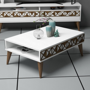 Masuta de Cafea Model Trevino, 90x60x34.6 cm, Alb - Img 1