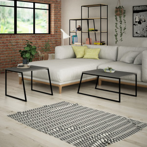 Masuta de Cafea Model Viviana, 88x50x38/57x55x45 cm, Antracit Negru - Img 2