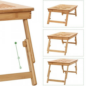 Masuta Suport Laptop Model Kaisley, 55x35x(21-29) cm, Natural, Lemn - Img 5