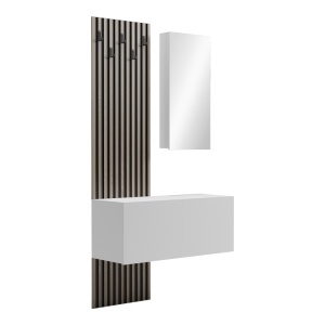 Mobilă hol Arika, alb/sonoma, 100x37.1x199.5 cm