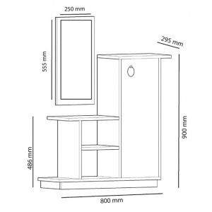 Mobilier pentru hol cu oglinda Model Ceel, Natur/Gri Inchis, 80x29.5x90 cm - Img 5