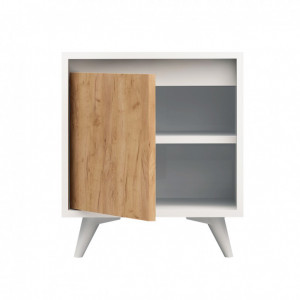 Noptiera Model Bond, Stejar-Alb, 45x40x52cm - Img 3