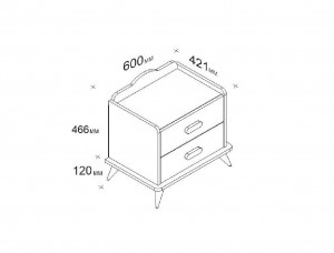 Noptiera Model Brooks, Alb, 60xx42.1x58.6cm - Img 5