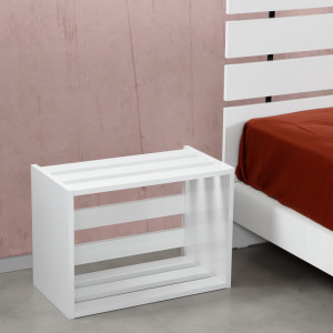 Noptiera Model Bullock, Alb, 60x33x43cm - Img 3