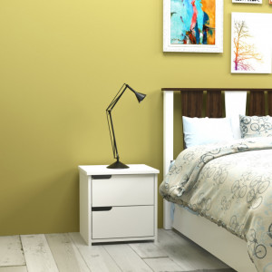 Noptiera Model Cobb, Alb, 45x40x45cm - Img 3