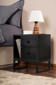 Noptiera Model Glimmer, Lemn Negru/Negru - Img 1