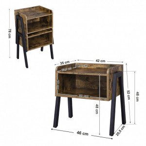 Noptiera Model Hutchinson, Maro Rustic/Negru, 46x35x51.5cm - Img 5