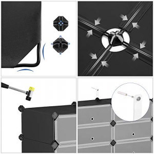 Pantofar set 12 cutii din plastic pentru depozitare, Songmics, Negru, 83x31x105 cm - Img 4