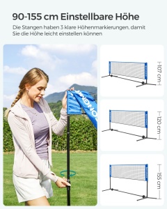 Plasa de badminton Songmics Albastru 400x155x103 cm - Img 3