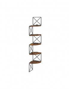 Raft de colț suspendat Model Emmitt, Maro rustic/Negru, 20x20x127 cm