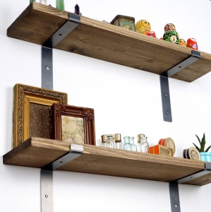 Raft din lemn Lam006 Negru 60x16x14 cm - Img 5