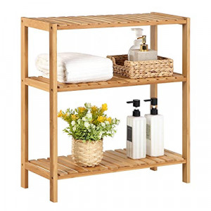 Raft pentru baie, cu 3 polite Model Itzel, Natural, 59x26x66 cm - Img 7