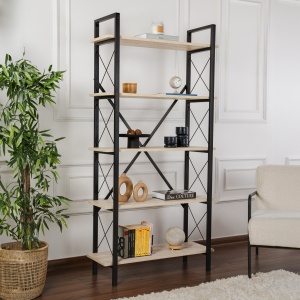 Raft pentru carti Model Elysian, Travertin/Negru