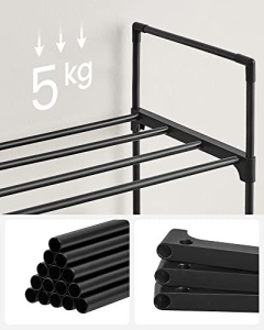 Raft pentru încălțăminte SONGMICS, 3 polițe, metal, Negru, 92 × 30 × 55 cm - Img 5