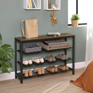 Raft pentru Pantofi Model Elliot, Maro rustic/Negru, 100x30x72 cm - Img 3