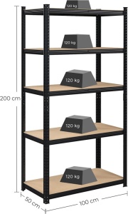 Raft Songmics, 5 rafturi, 50 x 100 x 200 cm, GLR050B01 - Img 2