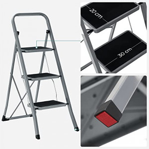 Scara, Songmics, Gri-Negru, 110x45x4.5 cm - Img 5