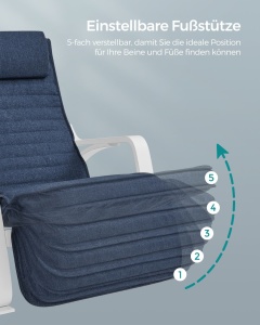 Scaun balansoar Songmics Albastru 121.5x67x84 cm - Img 6
