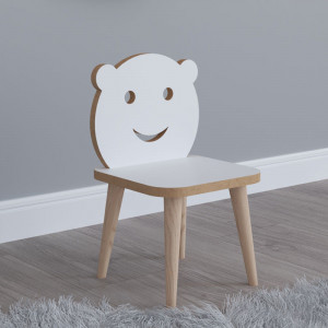 Scaun copii Model Jerry, Alb/Natur, 30x30x52 cm - Img 2