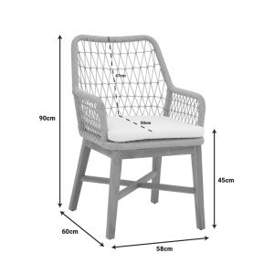 Scaun cu Brate Model Elaiza, Natur/Bej, 58x60x90 cm - Img 8