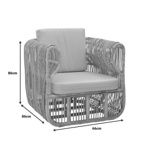 Scaun cu Brate Model Fajole, Natur/Bej, 86x86x66 cm - Img 7