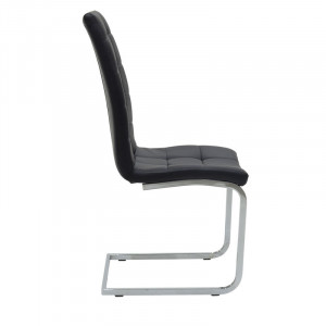 Scaun Darrell piele ecologica negru - metal cromat 42x49x106cm - Img 3