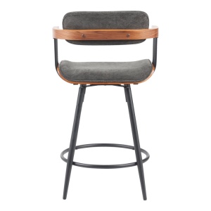 Scaun de bar Cameo, gri închis/nuc, 53x50x93 cm - Img 5