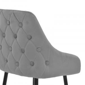 Scaun de bar Lithe picioare metal auriu negru - gri catifea 47x44x98cm - Img 7
