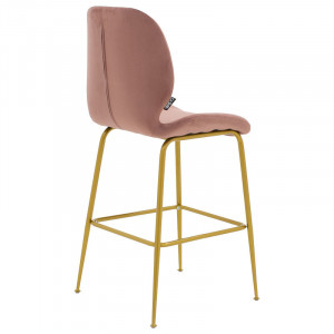 Scaun de bar Model Impel, Roz pudrat/Auriu, 46x51x103 cm - Img 4