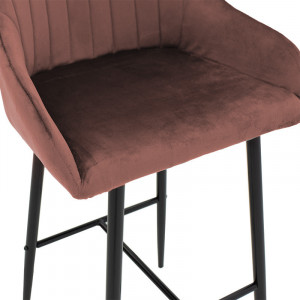 Scaun de bar Model Patrin, Roz pudrat/Negru, 49x48x98 cm - Img 6
