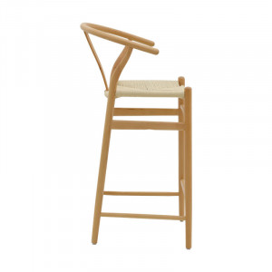 Scaun de bar Model Wishbone, Natur, 53x54x107 cm - Img 3
