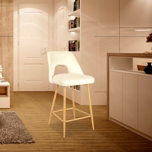 Scaun de bar Murde, bej/natural, 47x52x96 cm - Img 2