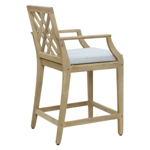 Scaun de bar pentru exterior, Model Amalfi, culoare bej si natural, lemn masiv de salcam, 59x63.5x104.9 cm - Img 3