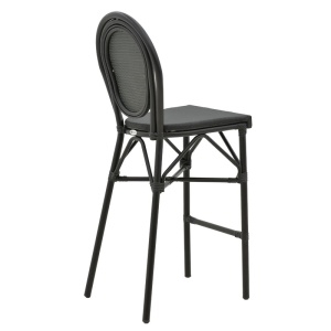 Scaun de bar pentru exterior, Model Dezyan, culoare negru, aluminiu si textil, 41.5x53.5x116 cm - Img 3