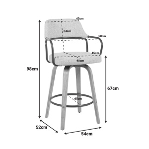 Scaun de bar rotativ Tertia, bej/maro, 54x52x98 cm - Img 6