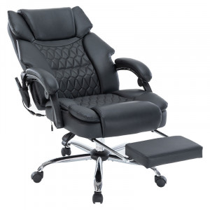 Scaun de birou pentru director Thrive Premium Quality mecanism de masaj de calitate superioara - incalzit spate piele ecologica negru - Img 2