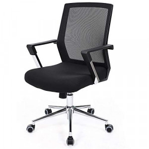 Scaun de birou, Songmics, Negru, 61x55x(92-102) cm - Img 2