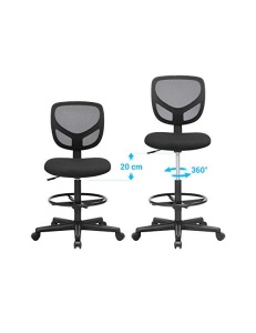 Scaun de birou, Songmics, Negru, OBN15BK, 60 x 60 x 117 cm - Img 5