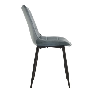 Scaun dining Berne, tapițat cu catifea, Gri/Negru, 53 × 57 × 87 cm - Img 3