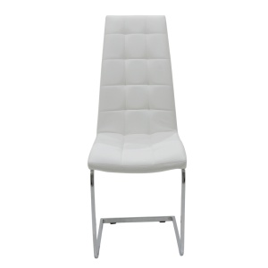 Scaun dining Darrell, tapițat cu piele ecologică, cadru metalic cromat, Alb/Crom, 42 × 49 × 106 cm - Img 3