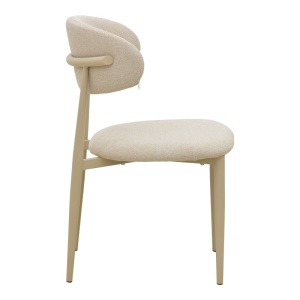 Scaun dining Kaourt, tapițat cu material textil, Bej/Crem, 49 × 55 × 80 cm - Img 4
