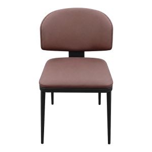 Scaun dining Leyla, tapițat cu piele ecologică, Maro/Negru, 46 × 46 × 82,5 cm - Img 3